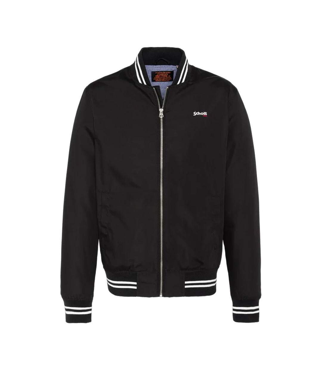 Veste noir homme schott blouson college - l-1