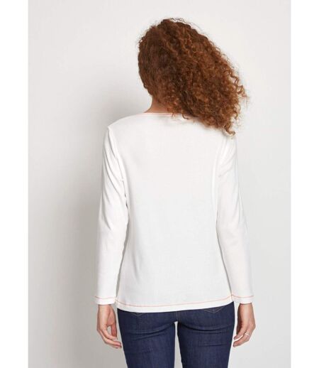 T-shirt court col rond motif brillant