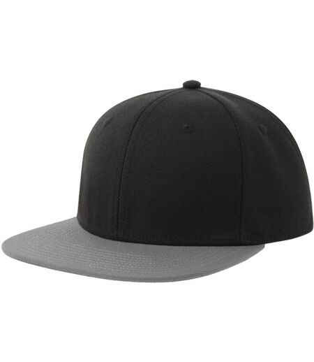 Contrast Sustainable Flat Peak Snapback Cap Black Grey Atlantis