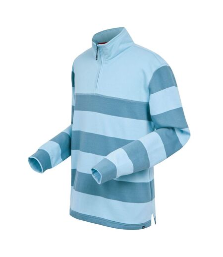 Mens agilno striped half zip fleece top powder blue/coronet blue Regatta