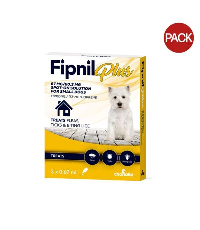 Pack of 3  Fipnil plus dog flea treatment  one size yellow/white Chanelle