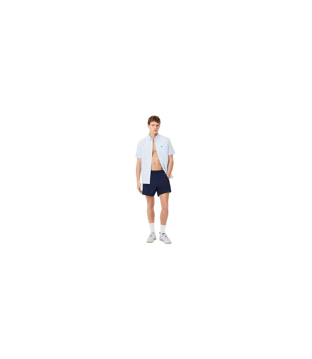 Mens Colour Block Swimming Trunks Navy Lacoste-1