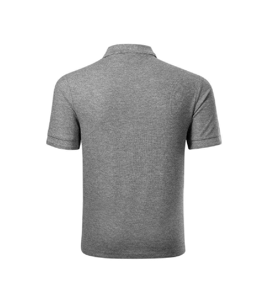 Mens Reserve Pique Work Polo Shirt Dark Grey Melange Melange Rimeck-2