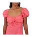 Womens/ladies Square Neck Puff Sleeve Mini Dress Pink Brave Soul-4