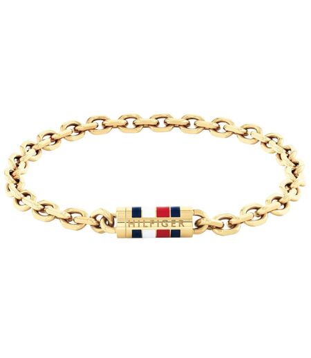 Mens Flag Logo Bracelet One Size Gold Tommy Hilfiger