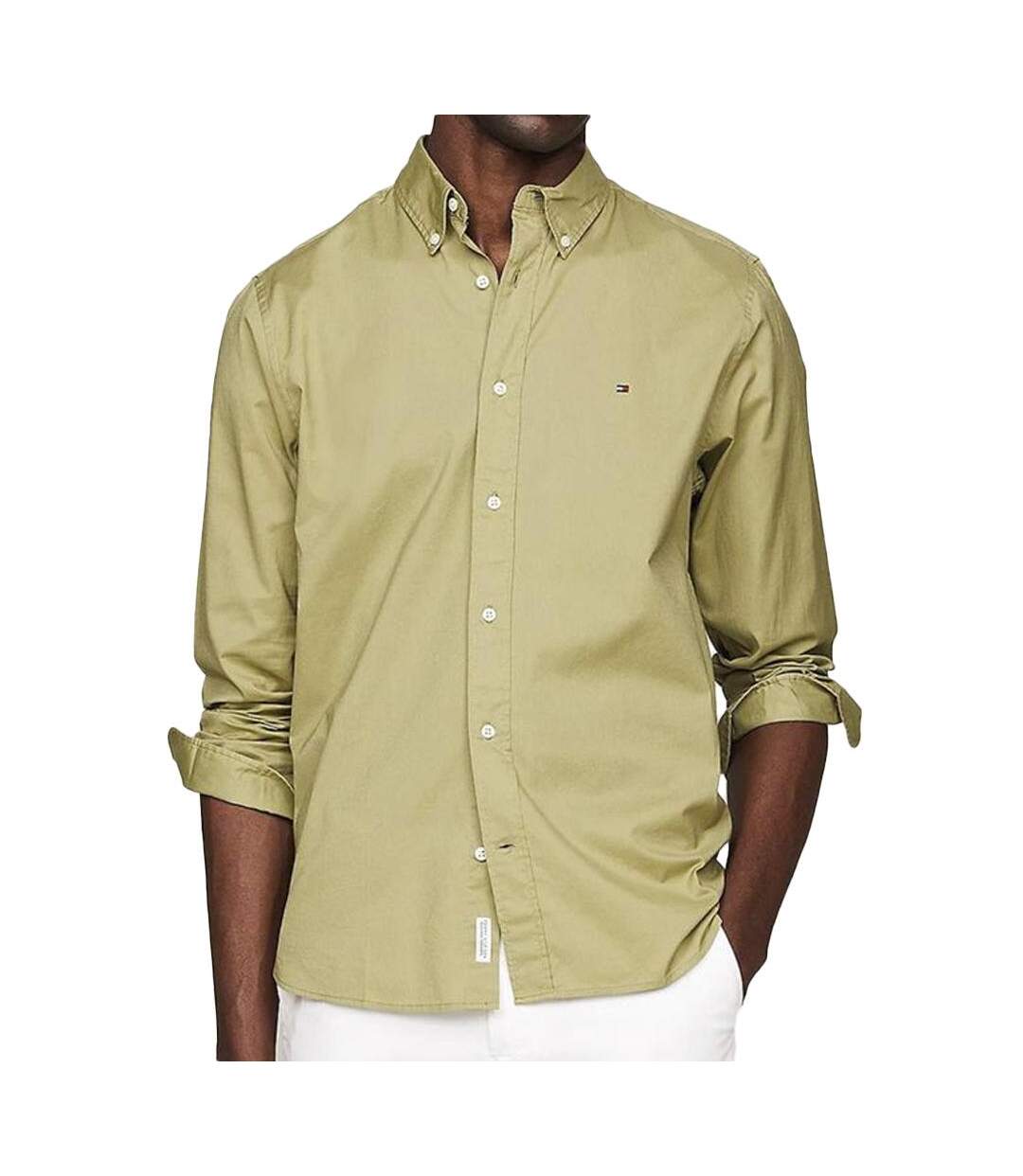 Chemise Verte Homme Tommy Hilfiger Flex Poplin - XL-1