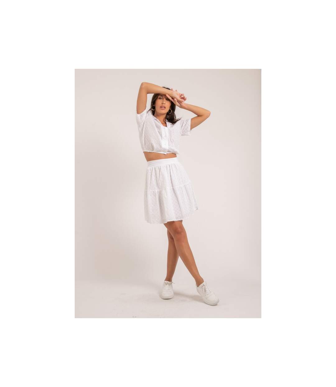 Chemise courte broderies anglaises ORNELLE - Dona X Lisa-4