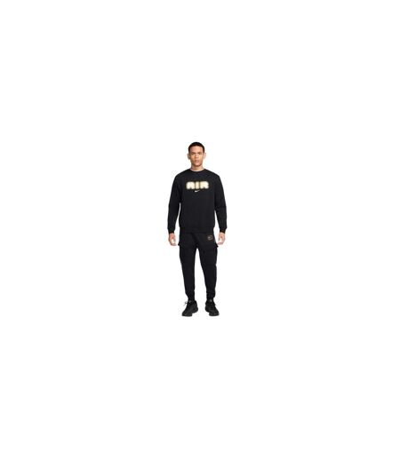 Mens Air Crew Neck Relaxed Fit Long-sleeved Sweatshirt Black Gold Nike