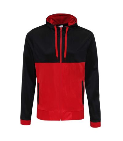 Awdis - Sweatshirt rétro à capuche et fermeture zippée - Homme (Noir/Rouge feu) - UTRW185