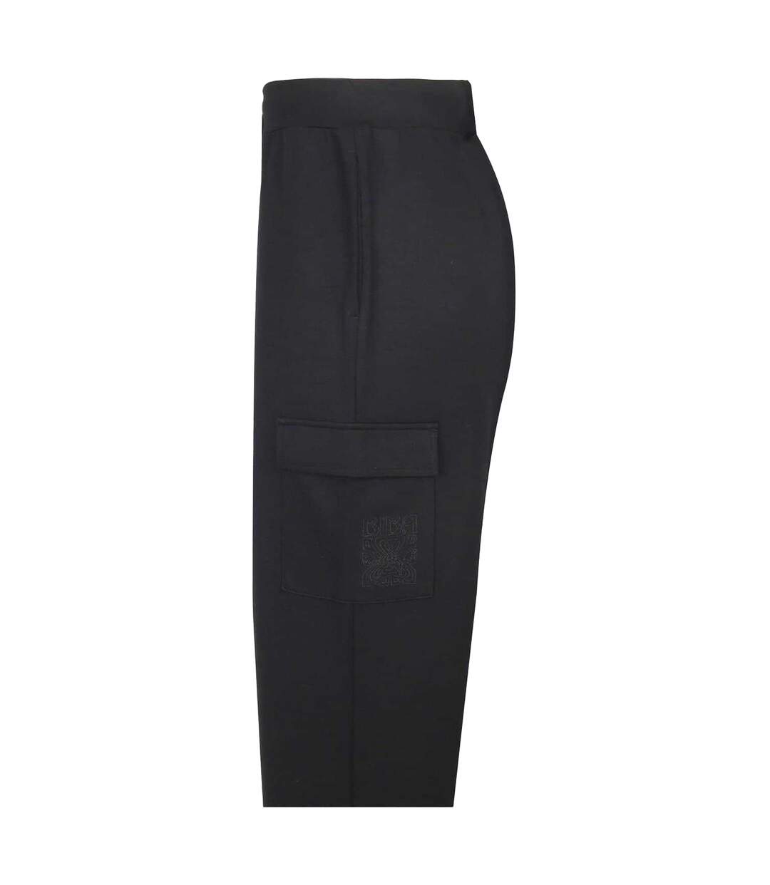 Womens/ladies Open Hem Wide Leg Joggers Black Biba-3