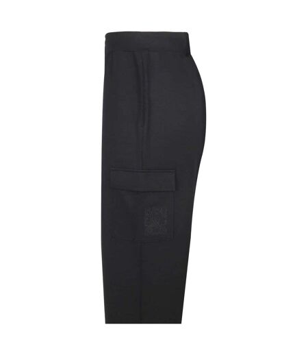 Womens/ladies Open Hem Wide Leg Joggers Black Biba