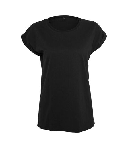 Build Your Brand Womens/Ladies Organic Extended Shoulder T-Shirt (Black) - UTRW8378