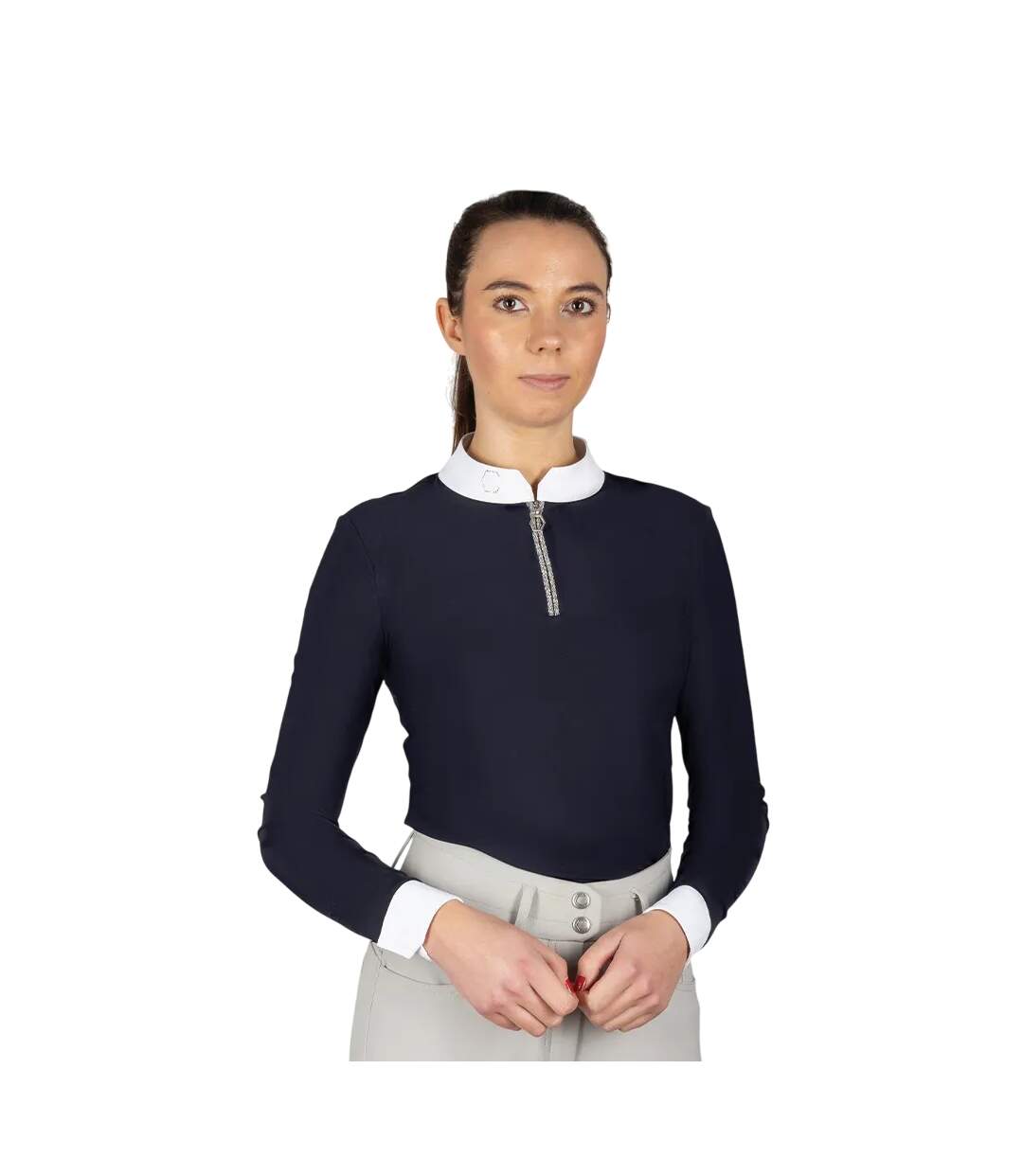 Womens/ladies Elrick Show Long-sleeved Competition Shirt Navy Coldstream-1
