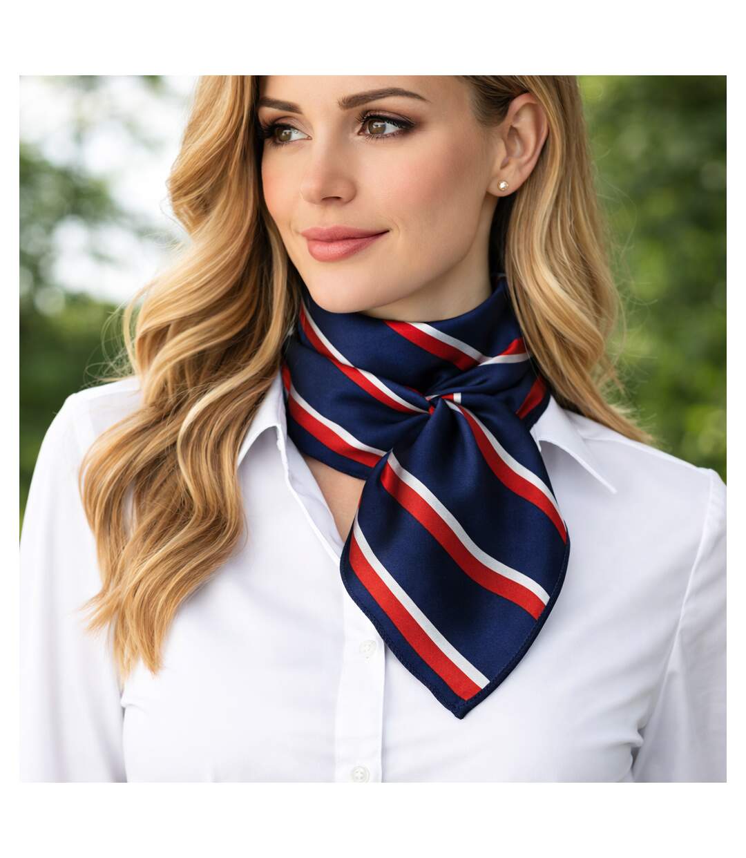 Carré de Satin France 55x55 cm – Foulard Élégant Bleu Blanc Rouge-1