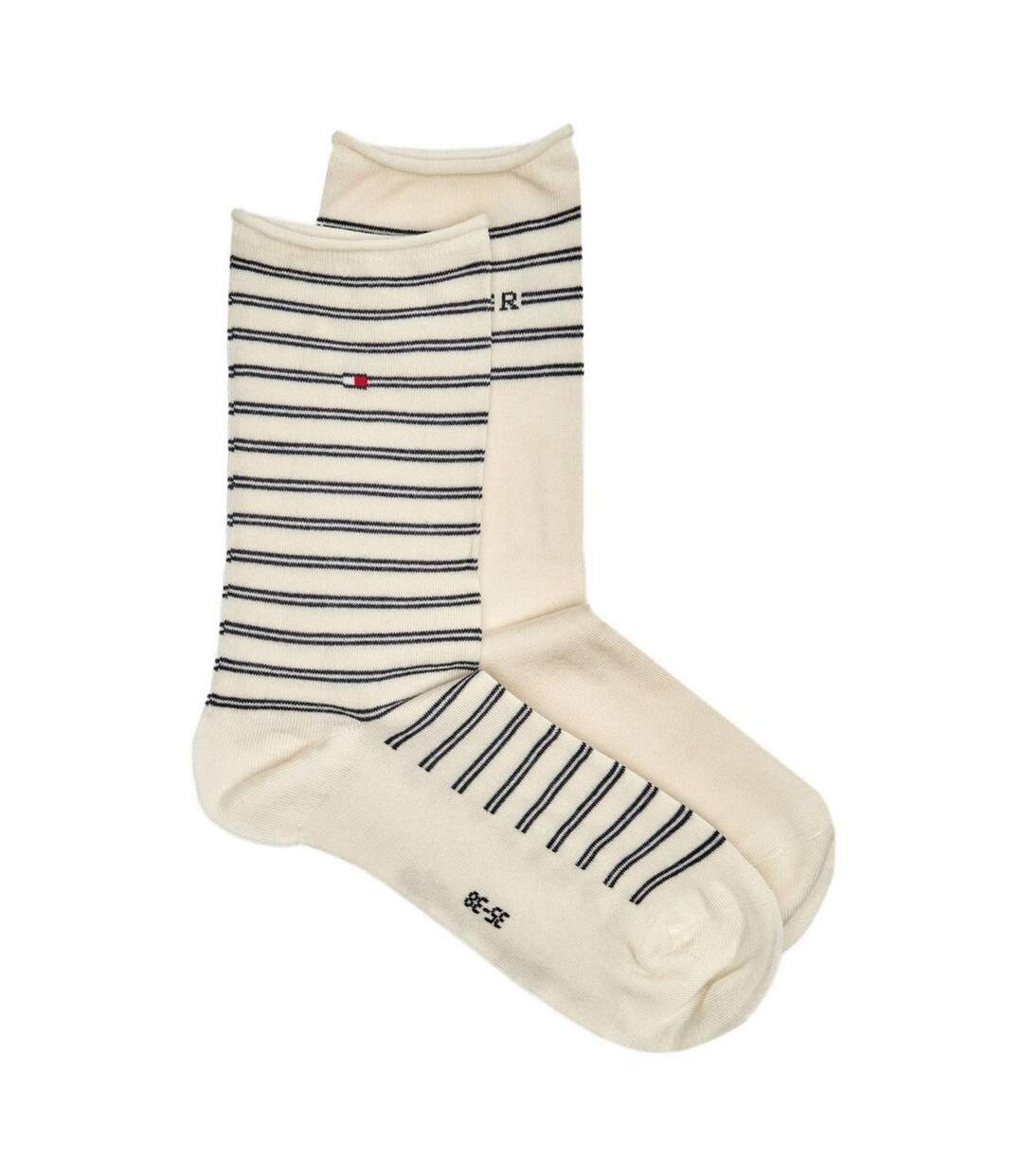 Chaussettes Motif/style Rayé Femme Crème Tommy Hilfiger-2
