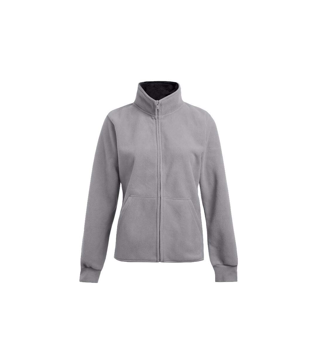 Veste Femme Gris Clair Uni Noir Uni Promodoro-1