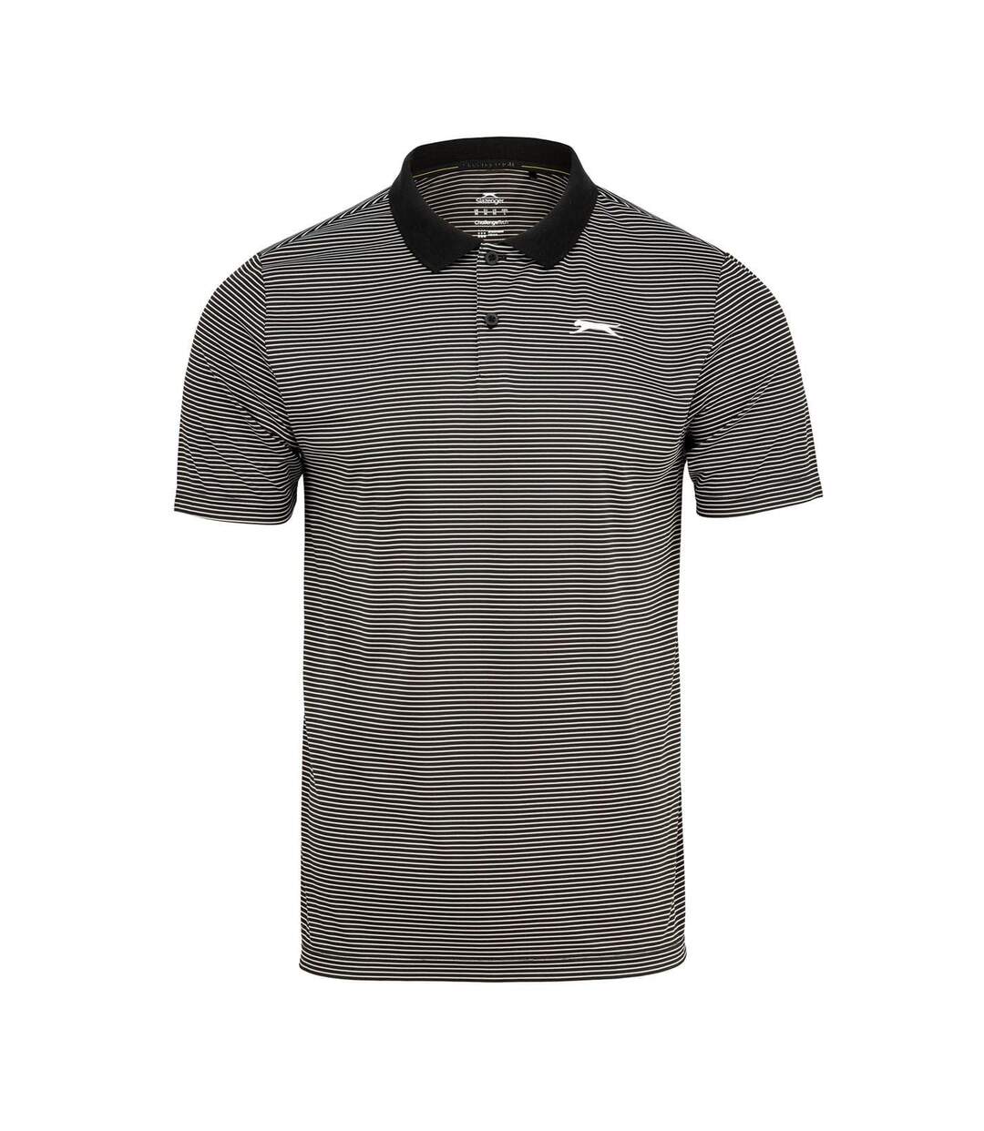 Polo Golf Motif/style Micro-rayures Homme Noir Slazenger-1