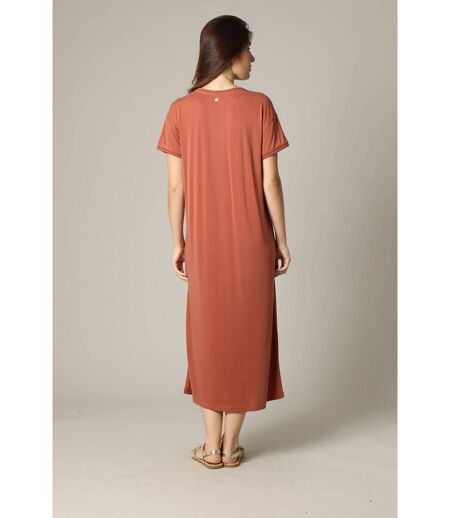 Robe fantaisie et décontractée manches courtes et col V en modal SORA