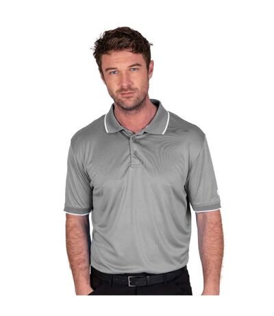 Mens Performance Polo Shirt Silver Grey Island Green