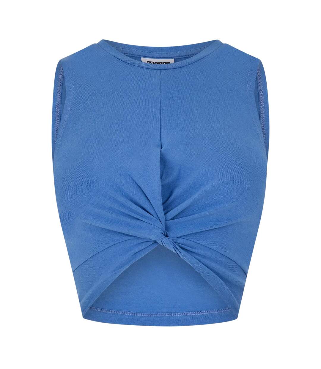 Womens/ladies Knotted Sleeveless Crop Top Dutch Blue Noisy May-1