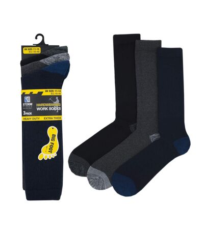 Storm ridge mens hardwearing work socks 3 pairs dark grey/navy/black Stromsholm