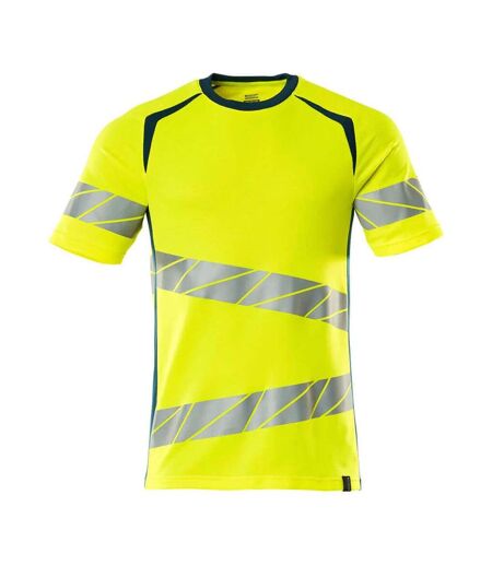 T-shirt Accelerate Safe Homme Jaune Fluo Bleu Pétrole Mascot