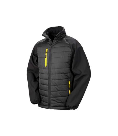 Result Mens Black Compass Padded Soft Shell Jacket (Black/Yellow)