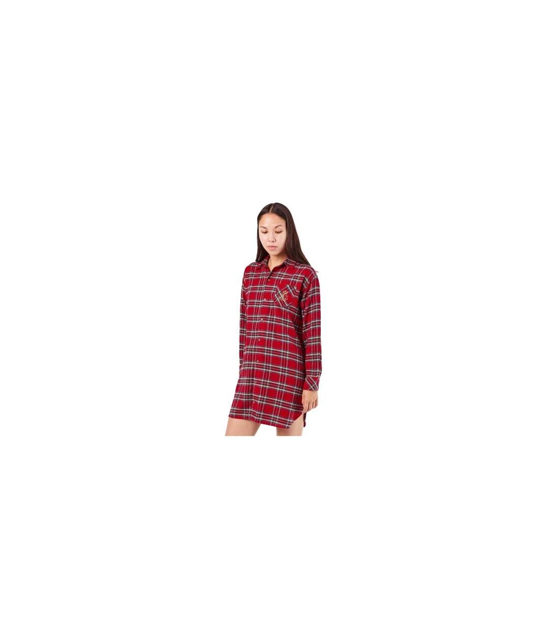Chemise De Nuit Manches Longues Motif/style Motif Écossais Femme Rouge Ralph Lauren-1