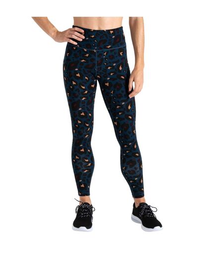 Womens/ladies influential animal print gym leggings moonlight denim Dare 2B