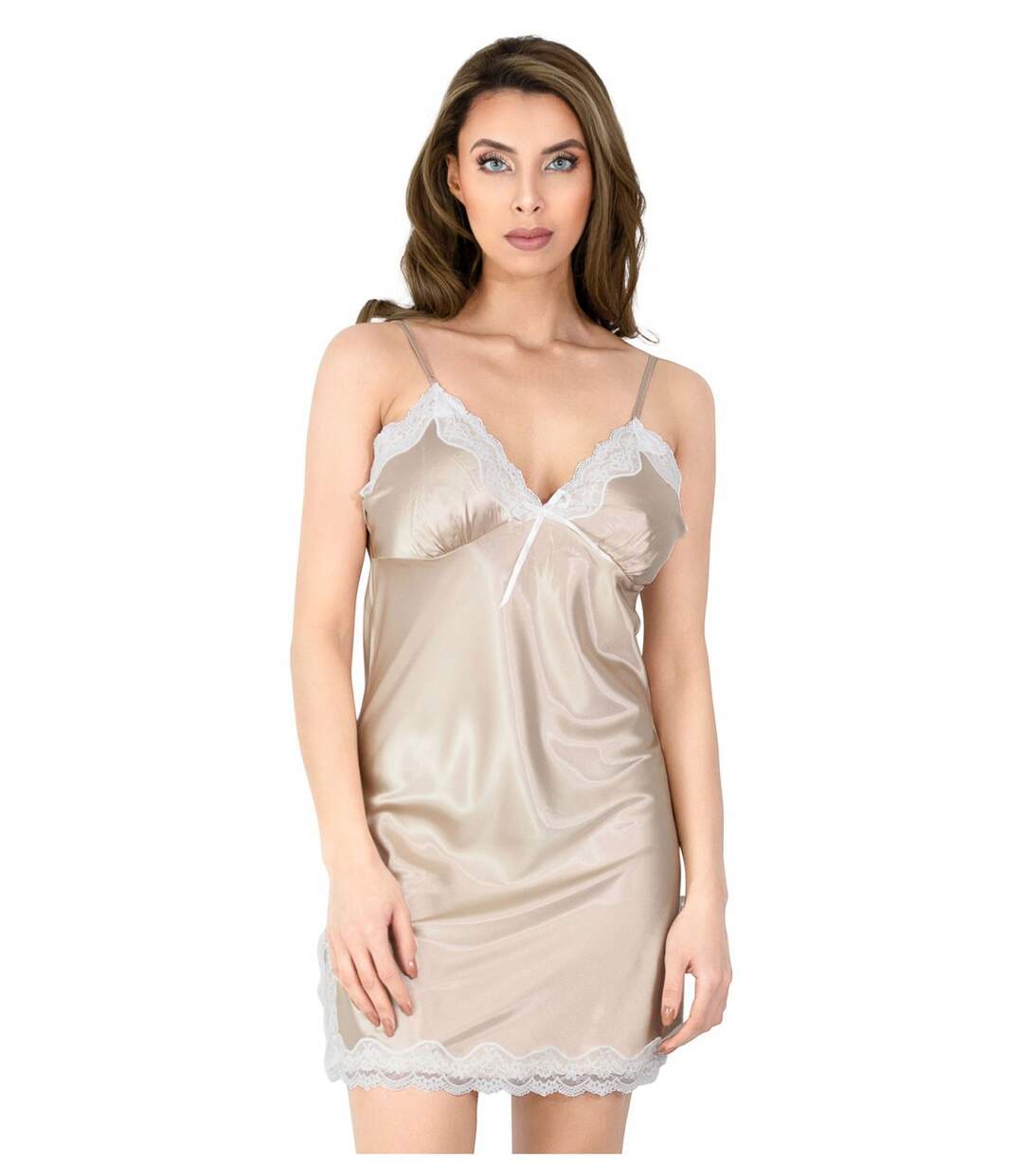 Nuisette en satin décolleté dentelle-1