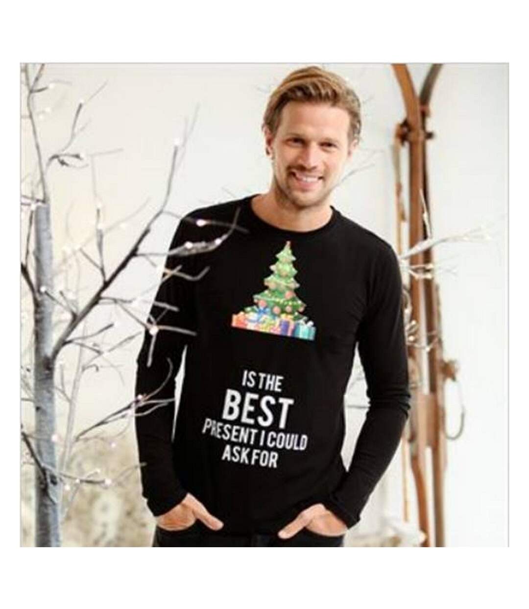 Christmas Shop Mens Customisable `...Is The Best` Long Sleeve Tshirt (Black) - UTRW5996