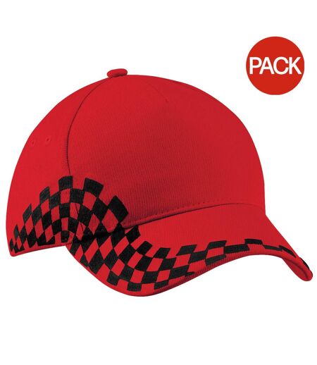 Beechfield Unisex Grand Prix Baseball Cap (Pack of 2) (Classic Red) - UTRW6755