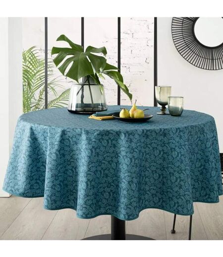 Nappe Ronde Imprimé Feuille 180cm Bleu
