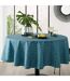 Nappe Ronde Imprimé Feuille 180cm Bleu-2