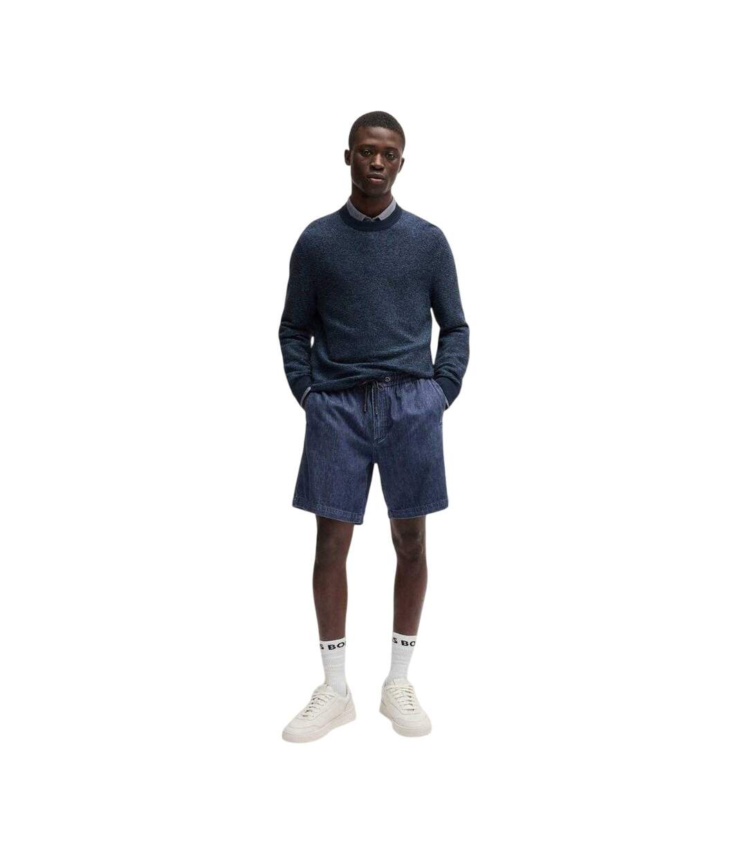 Short Homme Bleu Foncé Boss-4