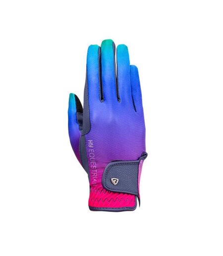 Unisex Adult Ombre Riding Gloves Navy Vibrant Pink Hy