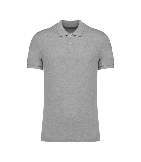 Mens Pique Polo Shirt Moon Grey Heather Native Spirit