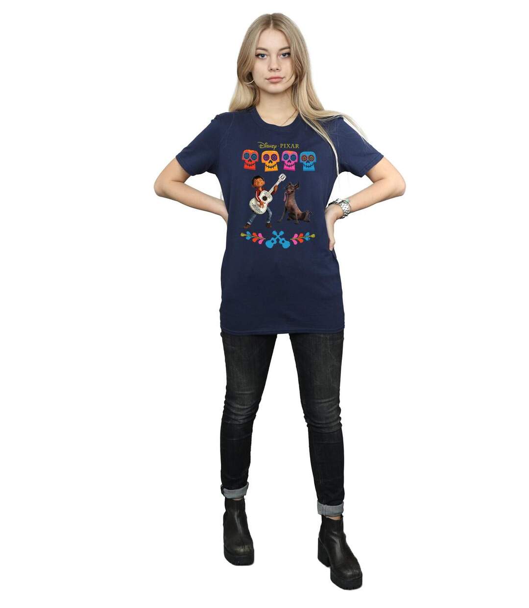 Disney - T-shirt COCO MIGUEL LOGO - Femme (Bleu marine) - UTBI16387-4