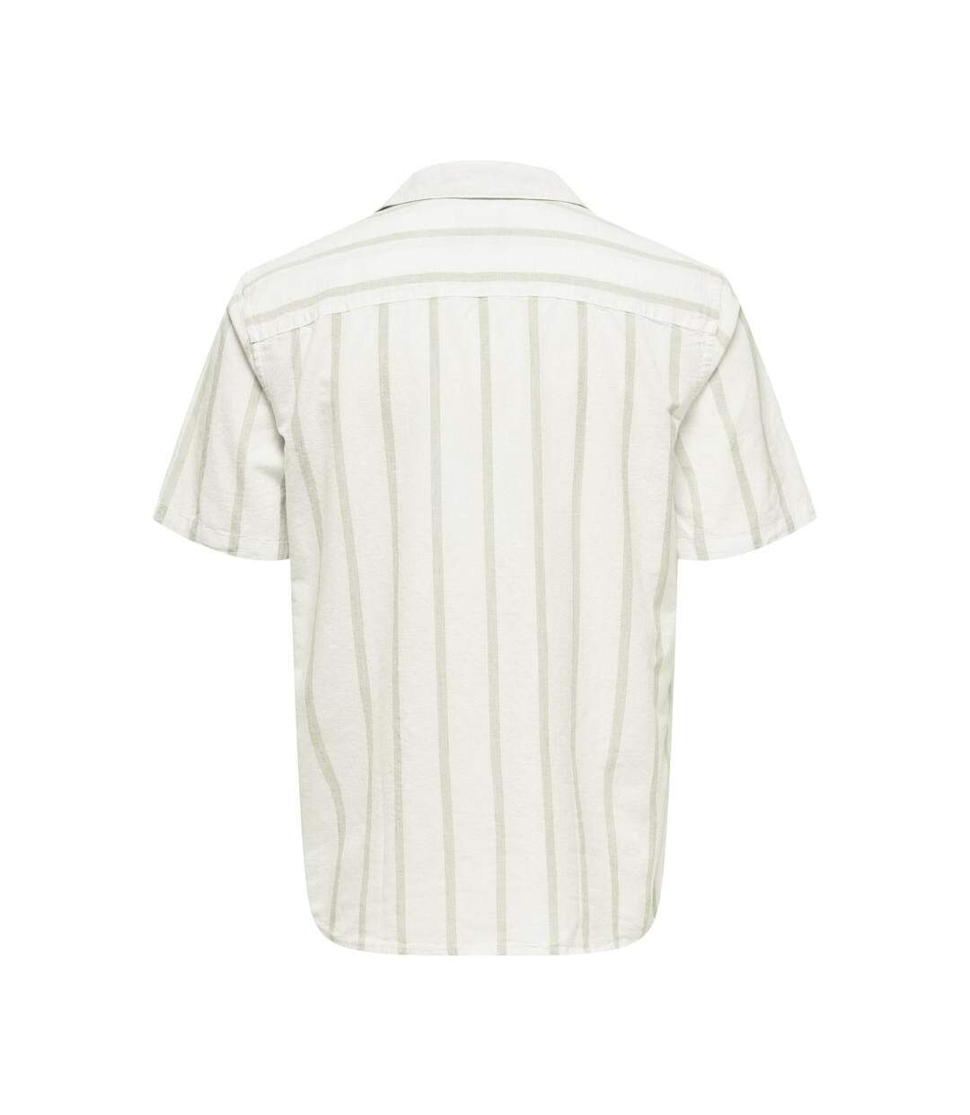 Chemisette Blanche/Vert Homme Only & Sons Stripe - L-2