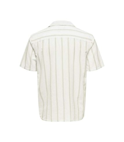 Chemisette Blanche/Vert Homme Only & Sons Stripe - L