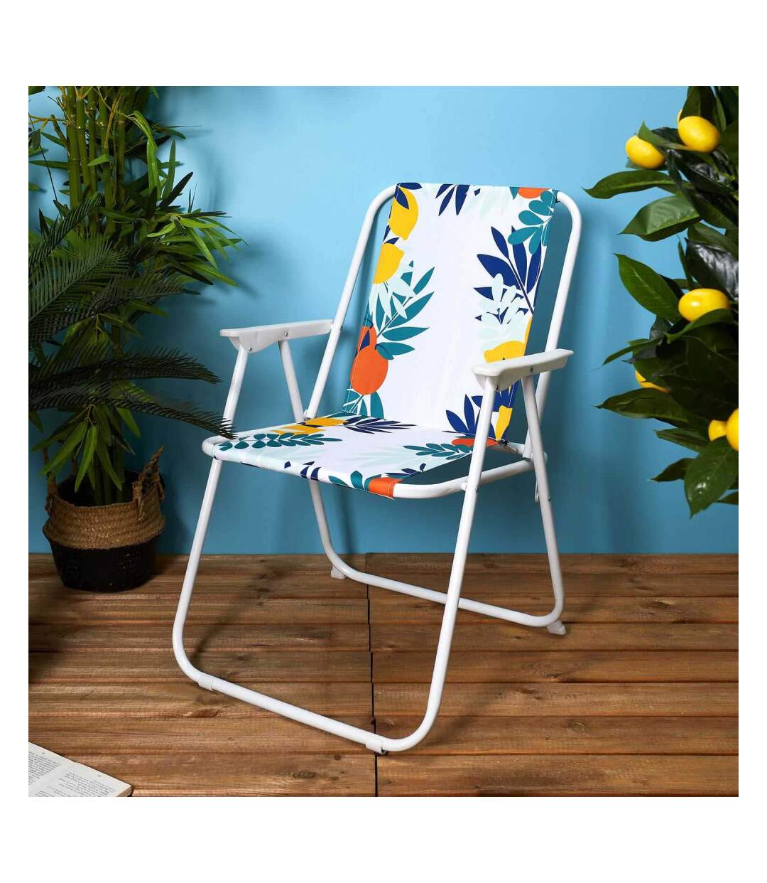 Set de 2 chaises de jardin pliantes en acier et tissu Rio-2