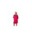 Womens/ladies Button Detail T-shirt Dress Hot Pink Print Ax-1