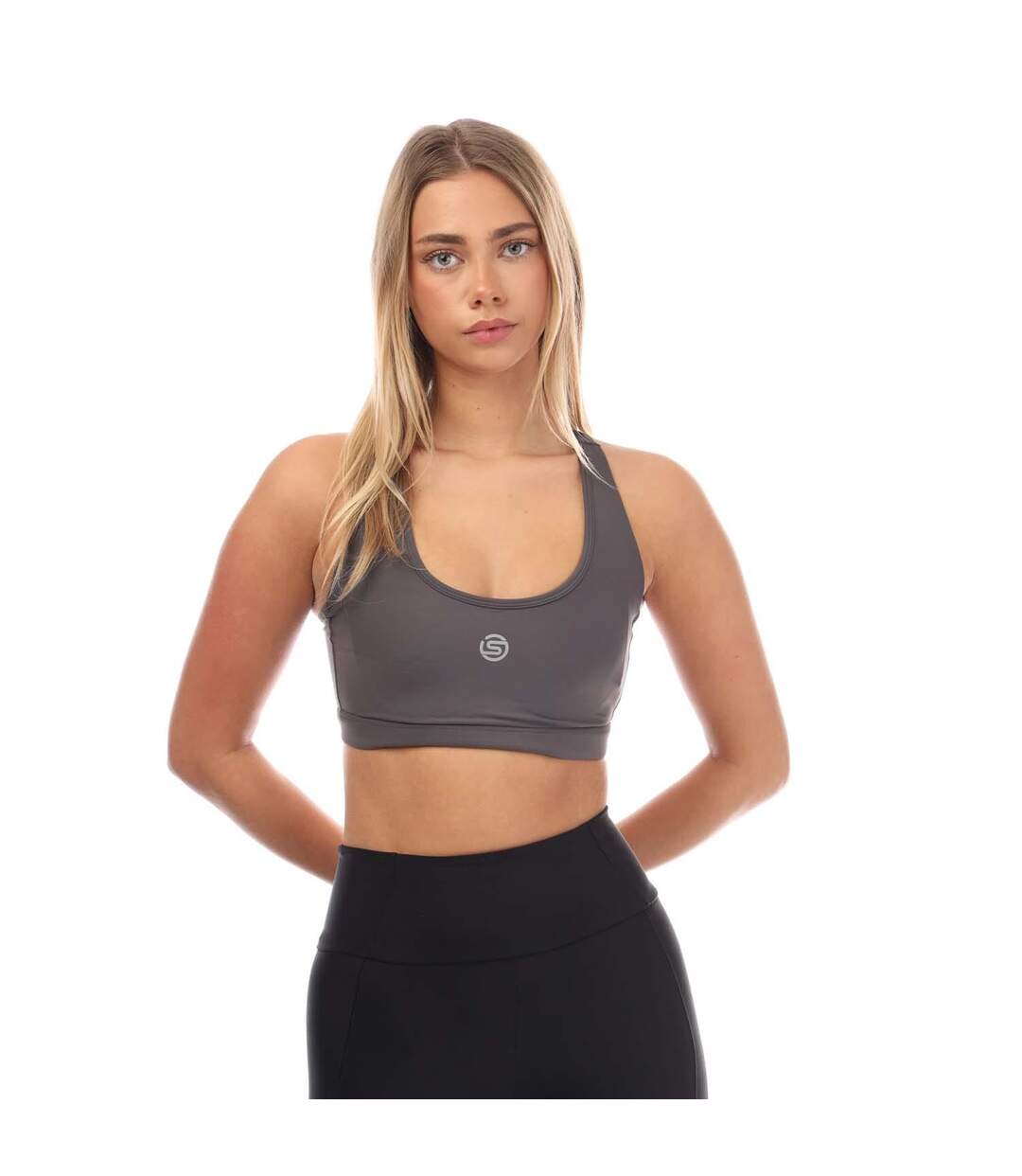 Womens/ladies Series-3 Active Sports Bra Charcoal Skins-1