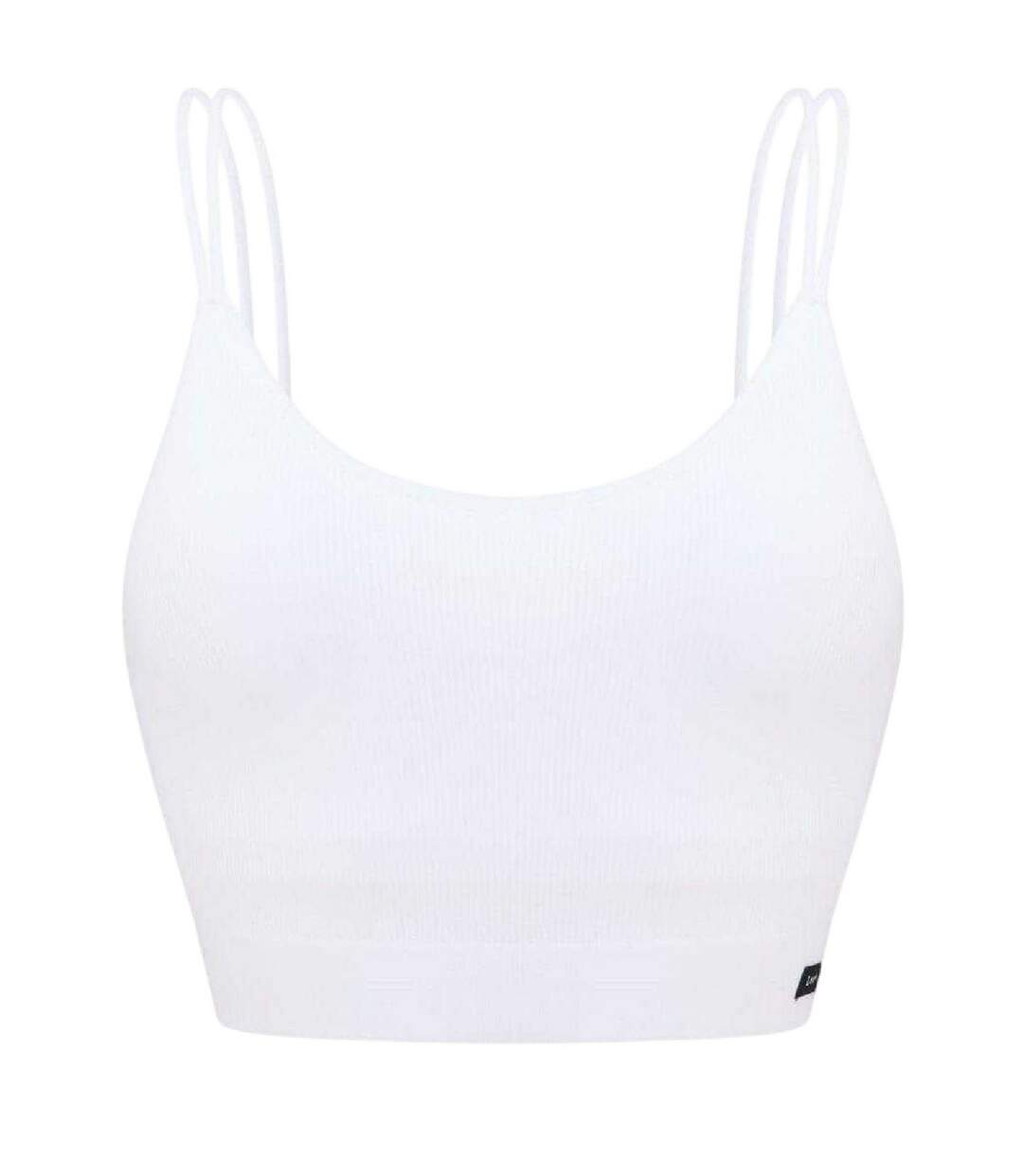 Womens/ladies Ava Ribbed Cropped Tank Top White Lee-1