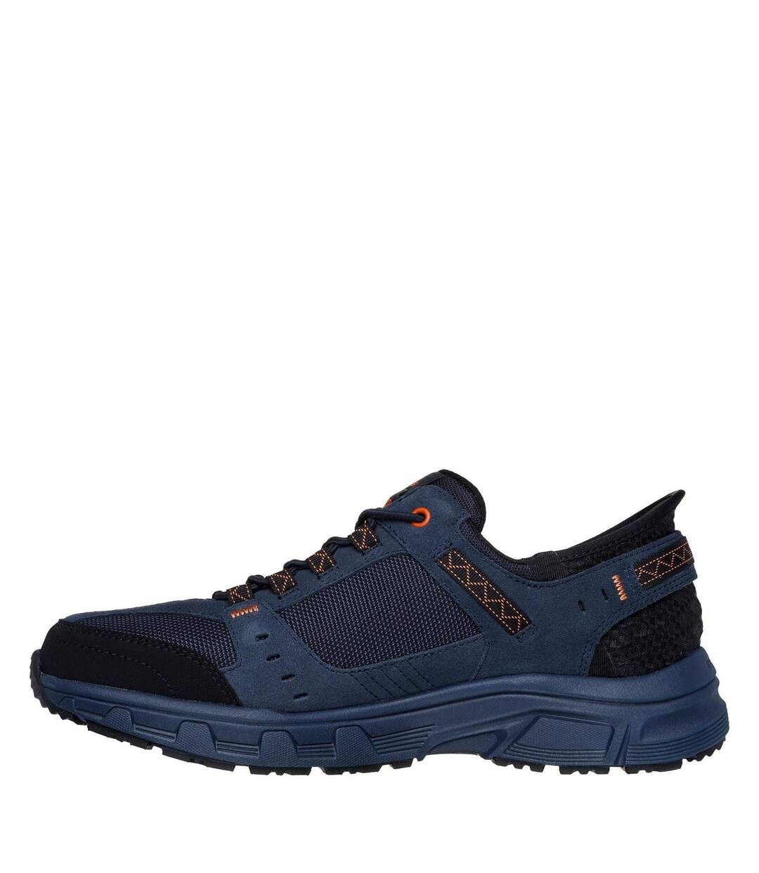 Mens Leather Relaxed Fit Shoes Navy Orange Skechers-2