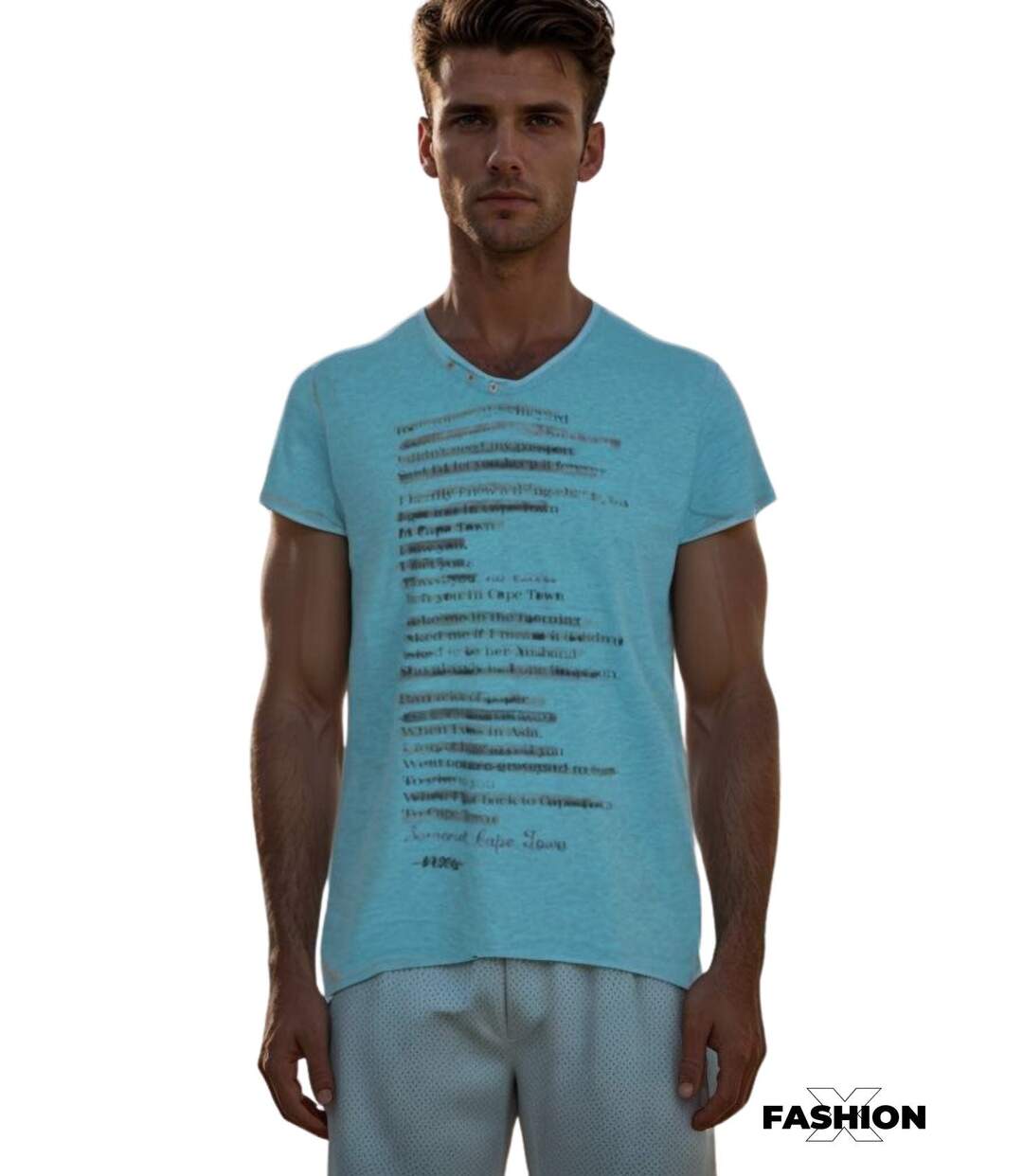 Tee shirt  manches courtes homme - Couleur bleu - Col rond-1