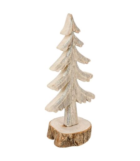 Sapin de Noël Buche - 11,5 x 8,5 x 26 cm - Beige