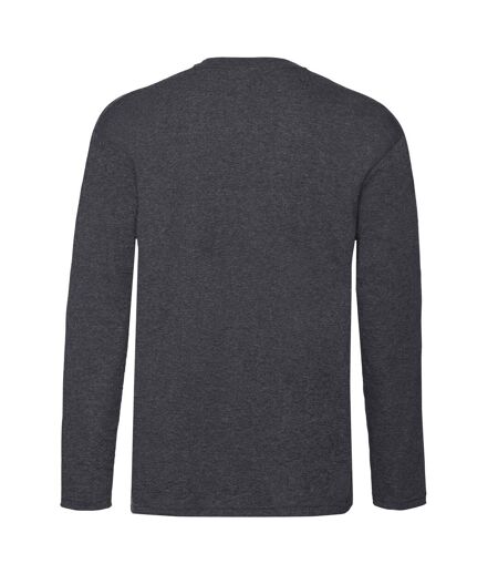 Mens Valueweight Heather Long-sleeved T-shirt Dark Heather Grey Fruit Of The Loom