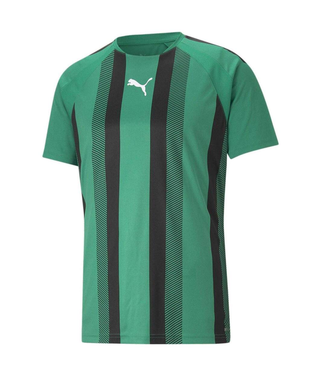 Mens Team Liga Striped T-shirt Green Black White Puma-1