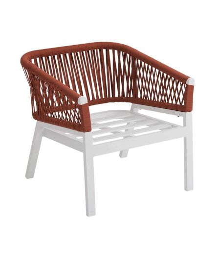 Fauteuil de jardin en aluminium Oriengo - Brique et Blanc